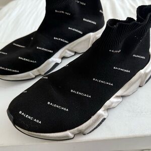Balenciaga Black and White Logo Sneakers